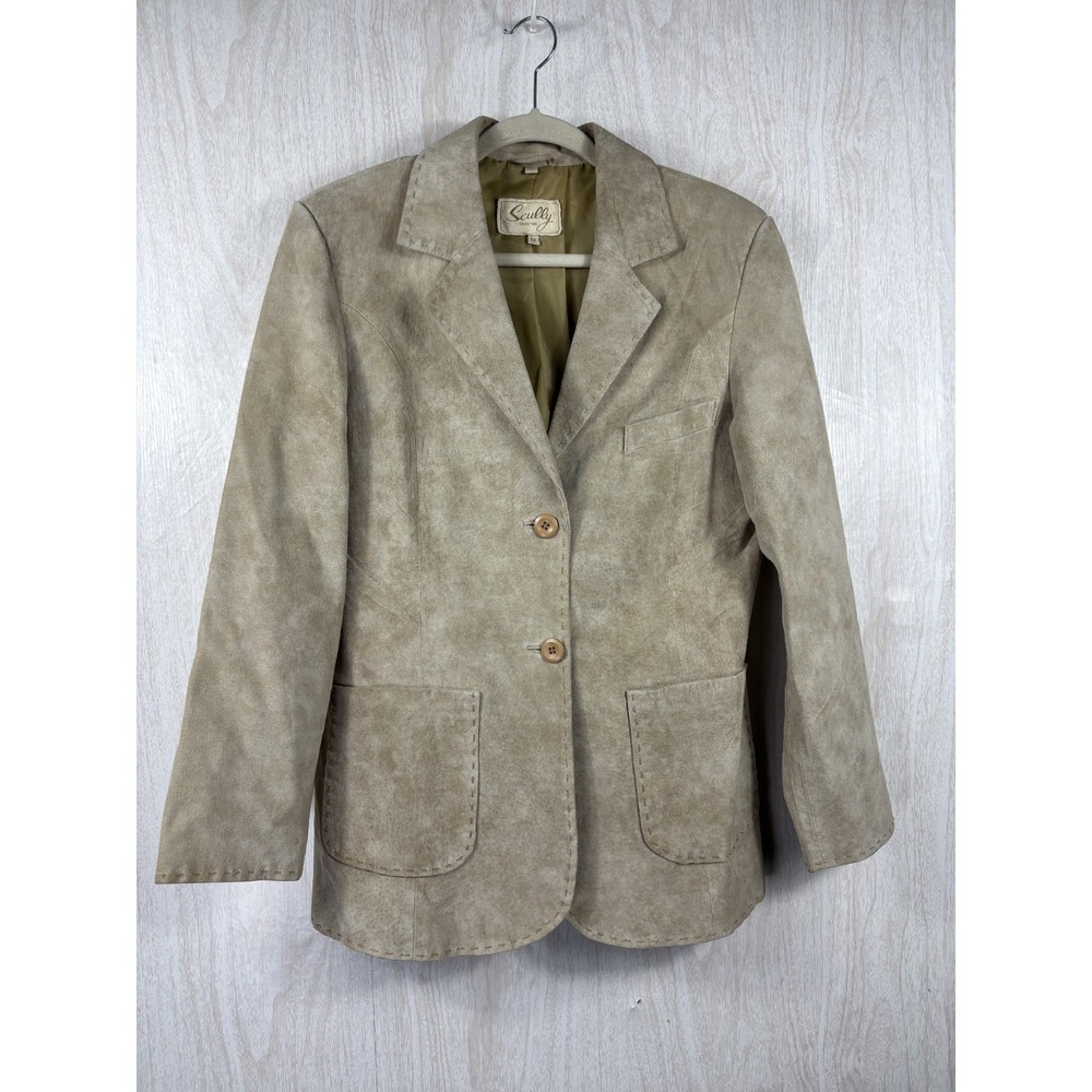 Vintage Scully Suede Blazer Tan Western Whipstitch Leather Jacket Medium - Picture 2 of 7